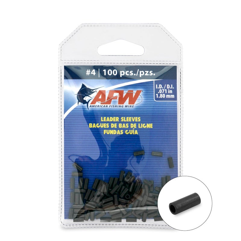 AFW American Fishing Wire Single Barrel Crimp Sleeves, Size #4/.071", Black, 100 pc - Image 2
